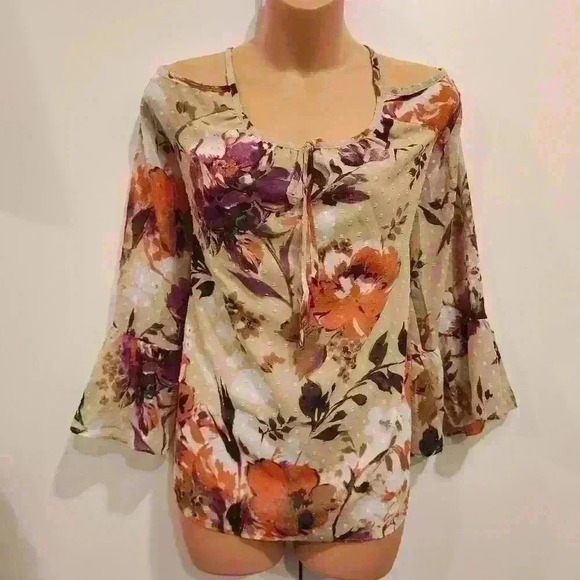 Inc International Concepts Floral Print Cold Shoulder Peasant Blouse, Sz 12; $70 - Picture 4 of 10